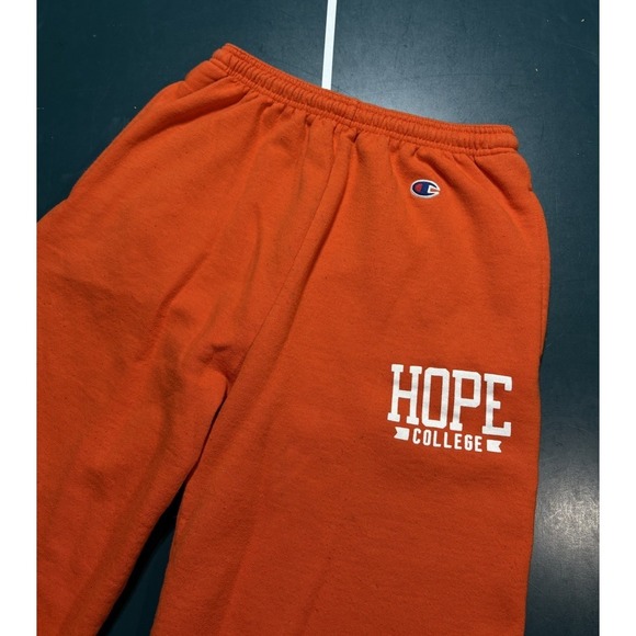 Hope College Champion Sweatpants Men's Small Orange Warm Up Fleece Lined - Picture 2 of 11